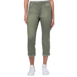 SANTANA JEANS Tummy Control Cropped Casual Capri Pants Green Sz 16